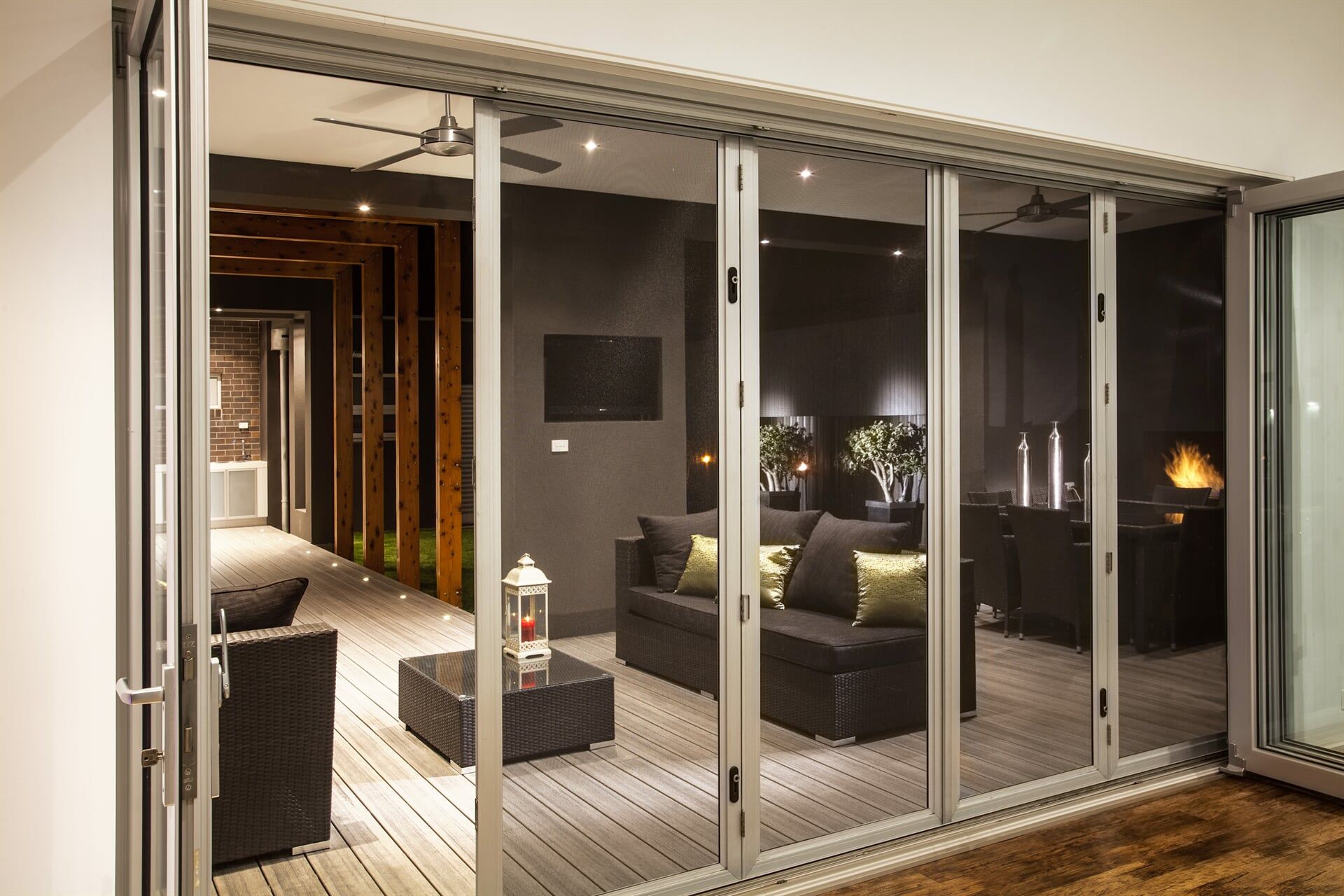 Entertaining Area Glass Doors — Glass & Aluminium Windows & Doors In Yeppoon, QLD