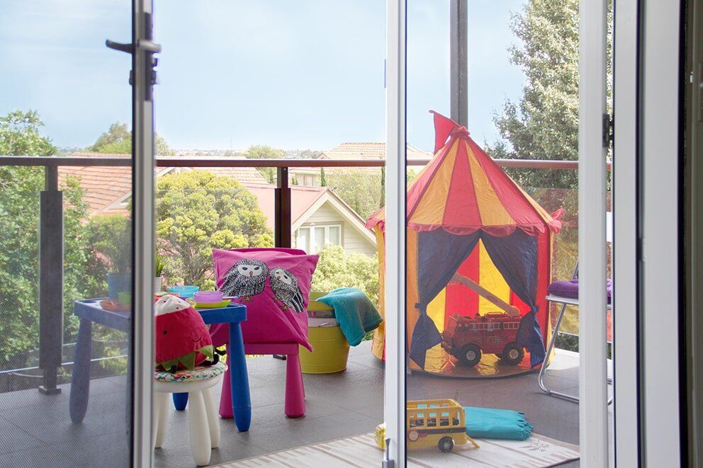 Kids Tent On Balcony — Glass & Aluminium Windows & Doors In Yeppoon, QLD