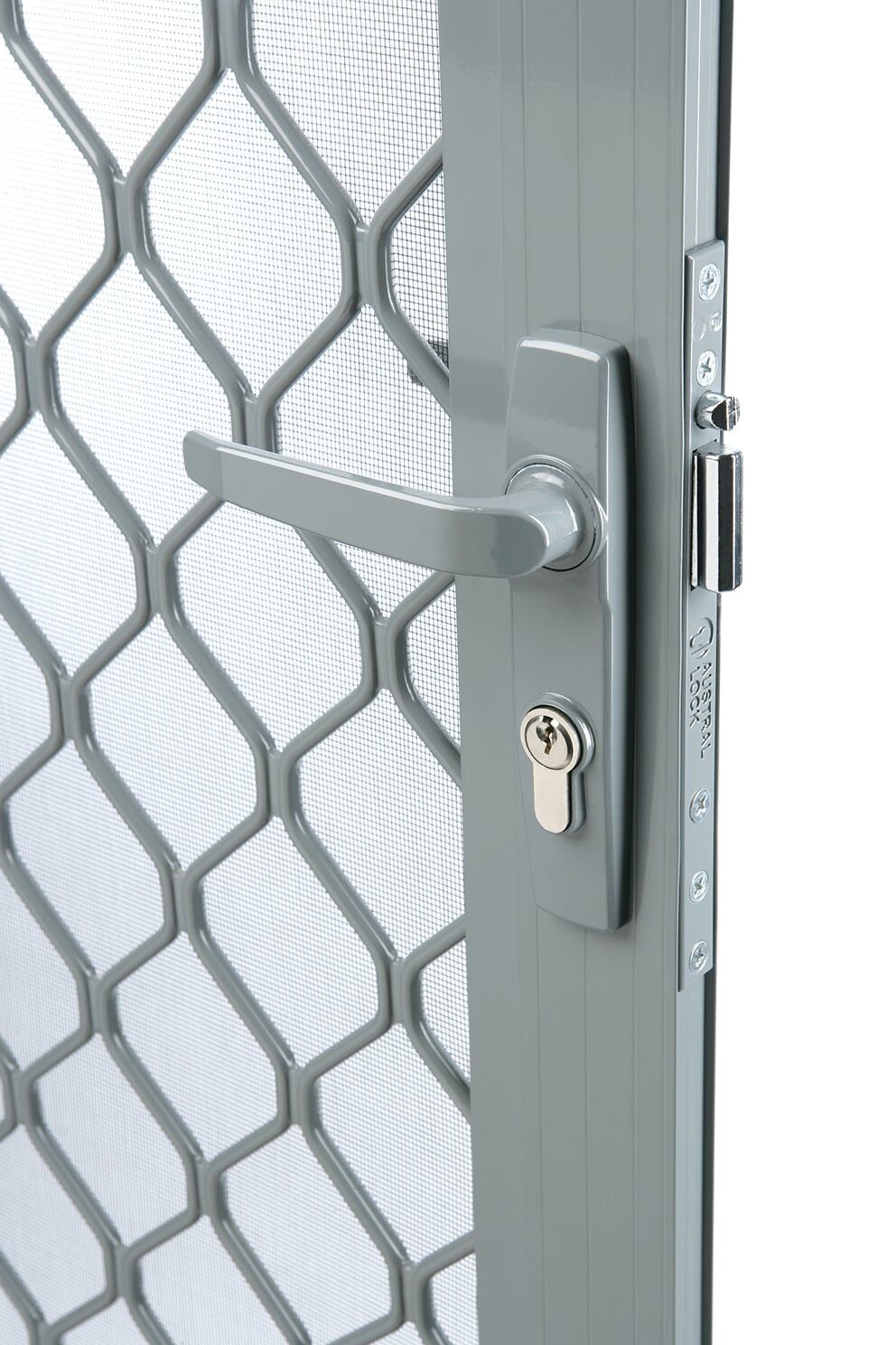 Amplimesh With Door Silver Holding — Glass & Aluminium Windows & Doors In Yeppoon, QLD