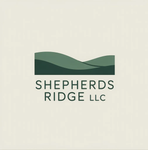 Shepherds Ridge LLC logo with layered green hills on a beige background