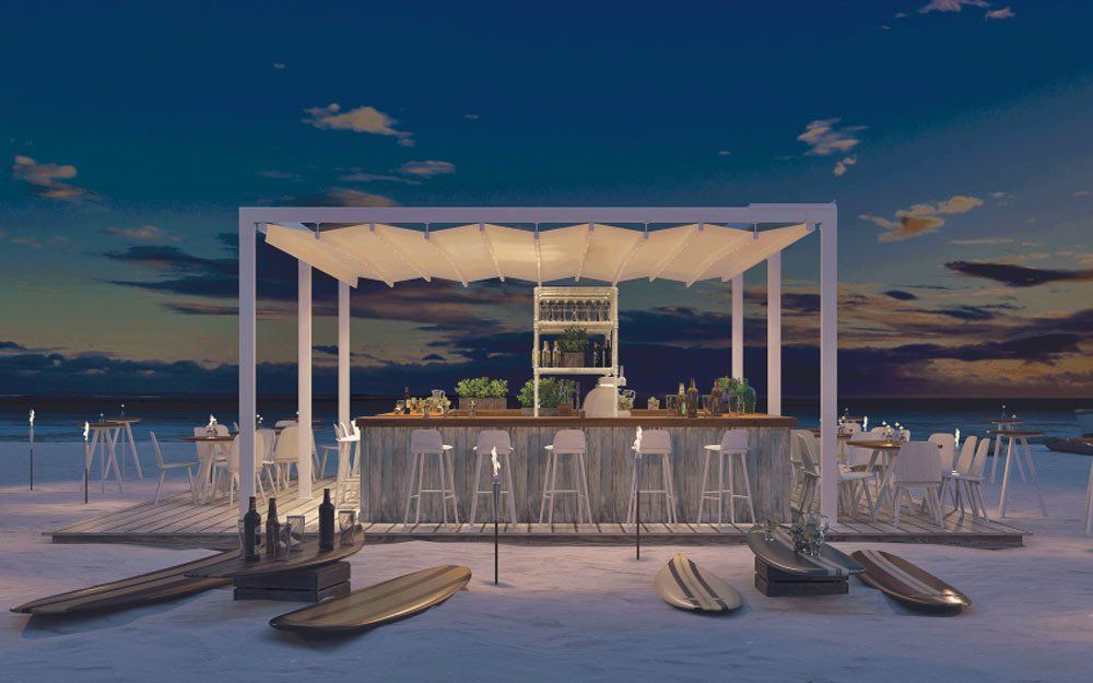 gazebo sul mare con pergotenda retraibile