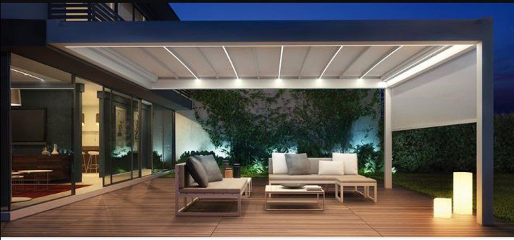 gazebo con tenda motorizzata