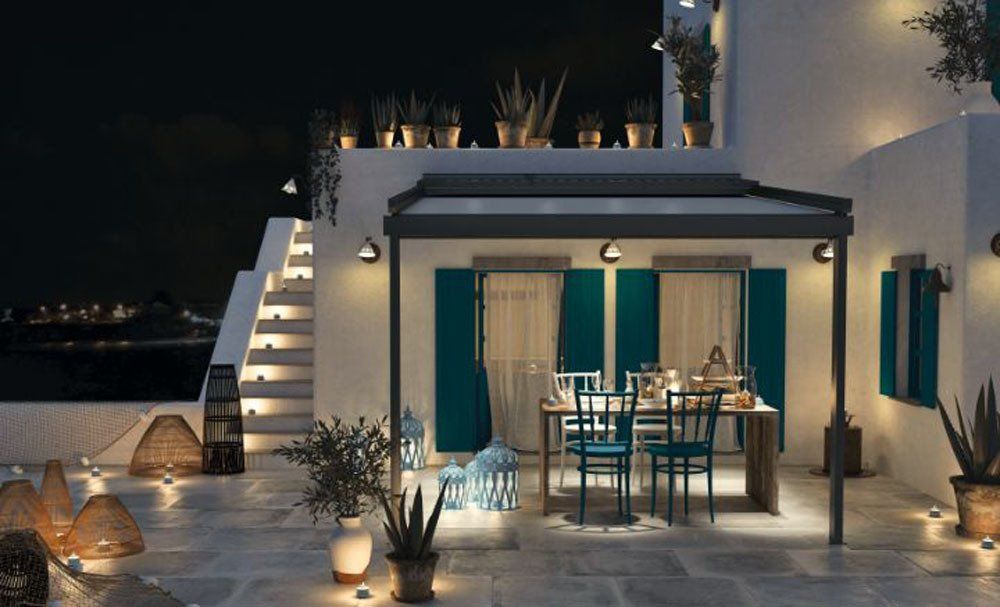 gazebo in alluminio con tenda retraibile