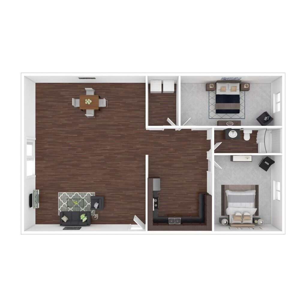 Floor Plan: 2 Bed · 1 Bath · 870 SQ. FT.
