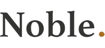 Noble wordmark in dark gray serif text with a brown dot.