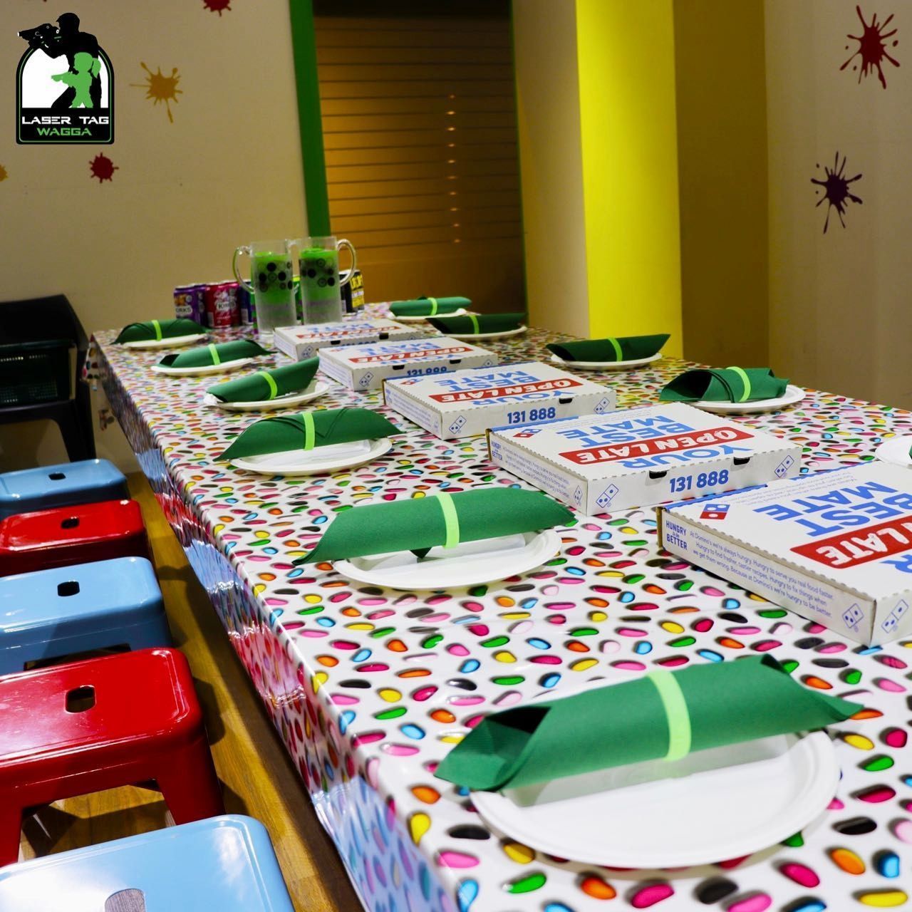 A Long Table With Lots Of Pizza Boxes On It In Laser Tag — Laser Tag Wagga In Wagga Wagga, NSW