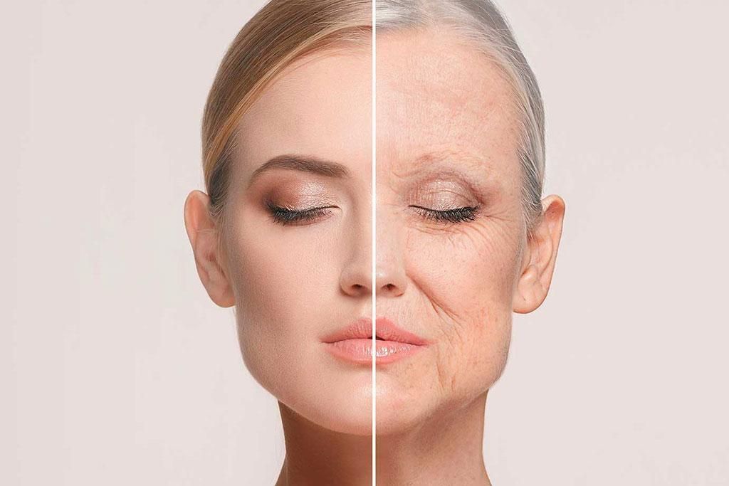 Una foto del viso di una donna prima e dopo.