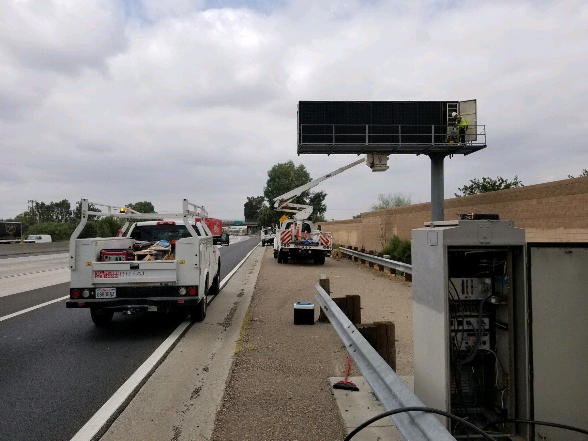 Changeable message sign repair on the highway — Beaumont, CA — M. Brey Electric, Inc