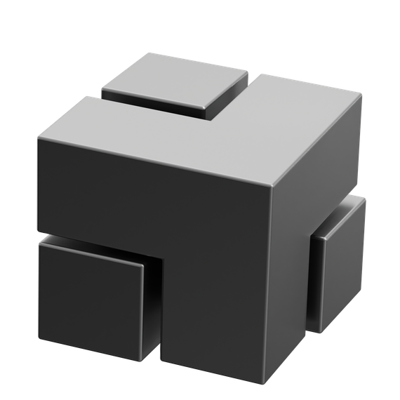 A 3d rendering of a gray cube on a white background.