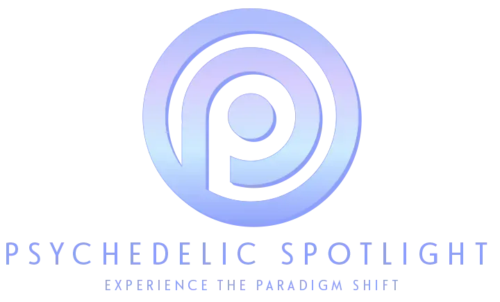 Logo for Psychedelic Spotlight: a stylized "P" inside concentric circles, with "Psychedelic Spotlight" text below in blue.