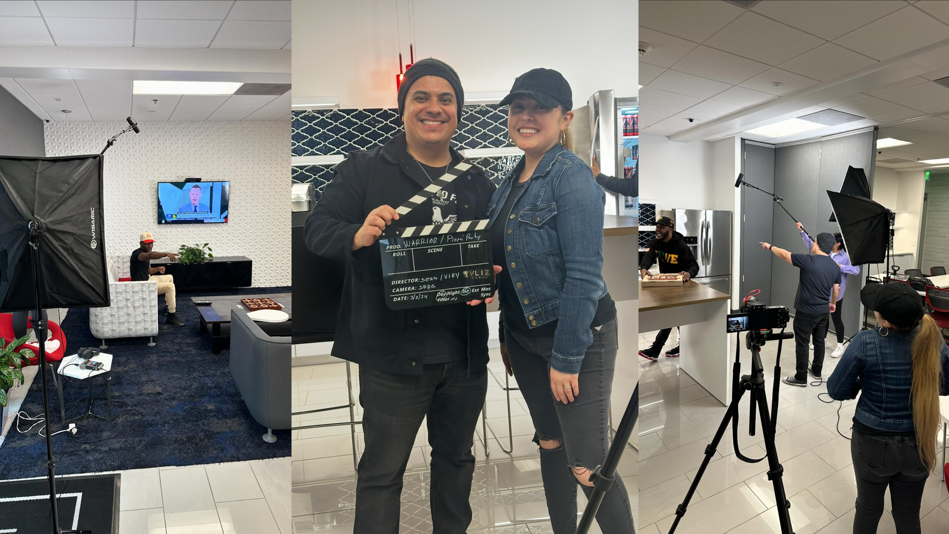 VLIZ Media producer and director on set filming Warrior Beverages commercial in Santa Ana, CA