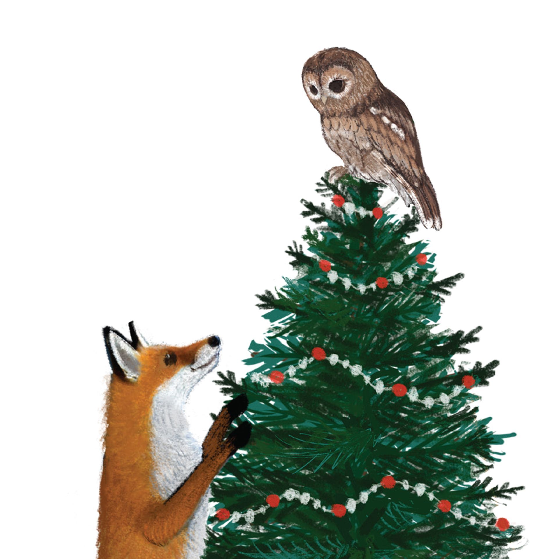 PEACE, JOY and LOVE Fox + Owl Card