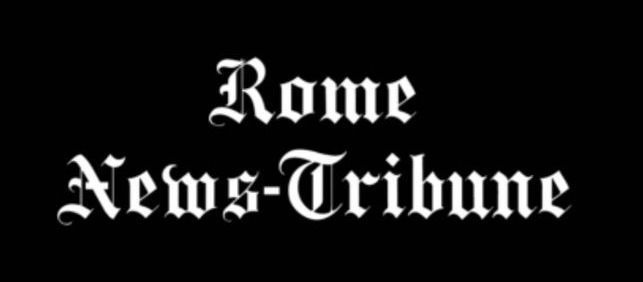 Rome News-Tribune logo in white gothic font on a black background.