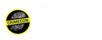 CrimeCon logo: yellow circle with a black fingerprint, yellow tape reads 