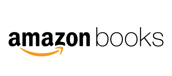 Amazon Books logo: Black text, "amazon" with a curved orange arrow and "books" in a sans-serif font.