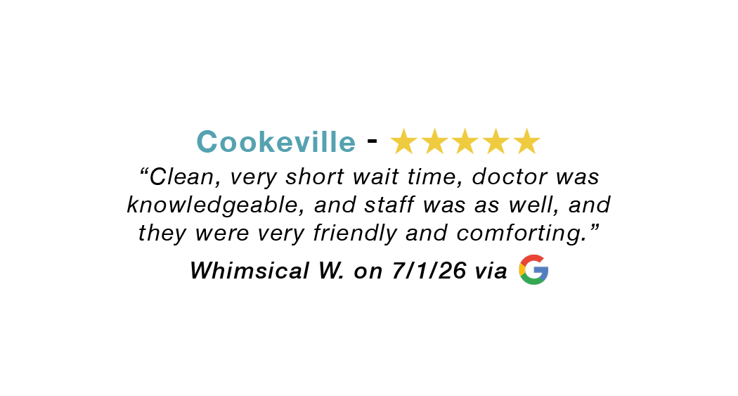 5-star Google review for our Cookeville allergy clinic: Clean environment. Short wait time. Doctor and staff knowledgeable, very friendly, and comforting. 