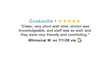 5-star Google review for our Cookeville allergy clinic: Clean environment. Short wait time. Doctor and staff knowledgeable, very friendly, and comforting.
