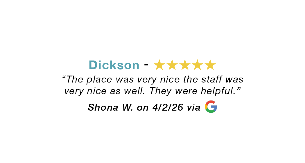 Dickson allergy clinic five-star review. The place was very nice, staff very nice. They were helpful.