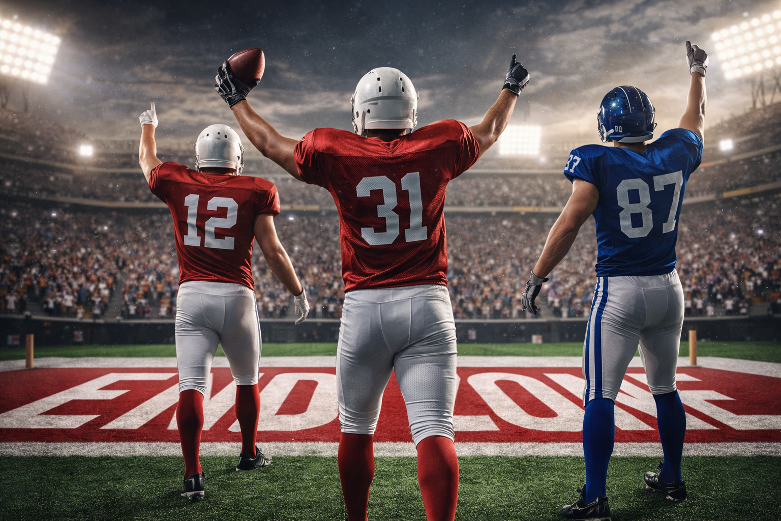 Football player in silver and black uniform running with a football.