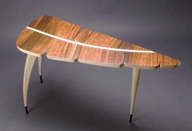 Brazilian Rosewood veneer on painted solid maple with wenge feet