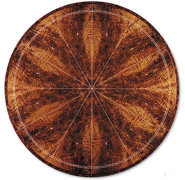 Walnut crotch and walnut burl, holly inlay, buffalo horn, and Okinawan sea snail. 72