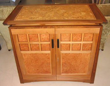 Another wine cabinet in ipe and madrone burl