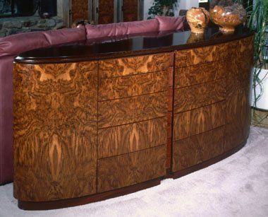 SOFA TABLE: Panga Panga, & English Brown Oak burl, 30