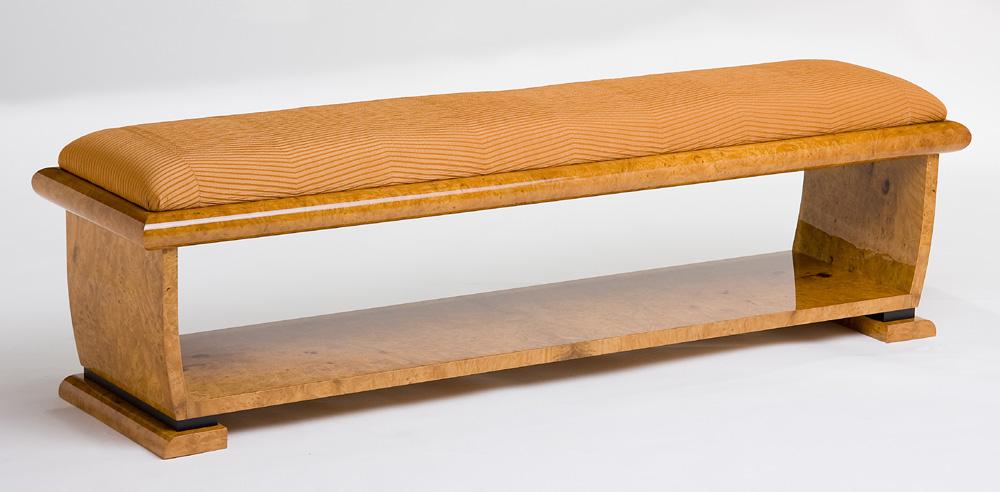 Slate Bench Myrtle Burl and Silk Fabric