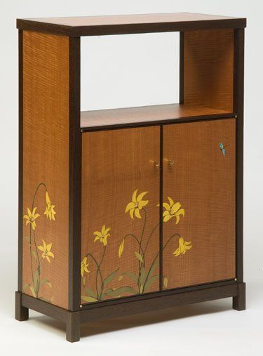 Lily Cabinet Wenge, Vavona, Honduran Mahogany, Dyed Poplar, Mother Of Pearl, Abalone, and Ebony