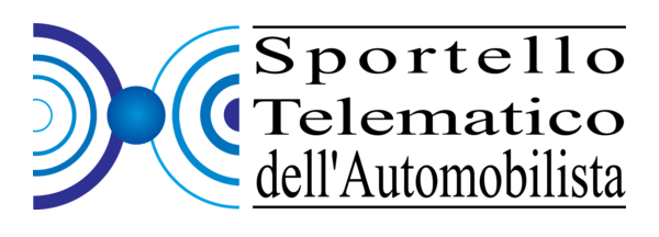 Logo with blue circular emblem and black text reading “Sportello Telematico dell’Automobilista”