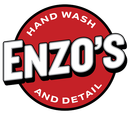 Logo for Enzo's Hand Wash and Detail, red circle with white text: "ENZO'S" in large letters, "HAND WASH" and "AND DETAIL."