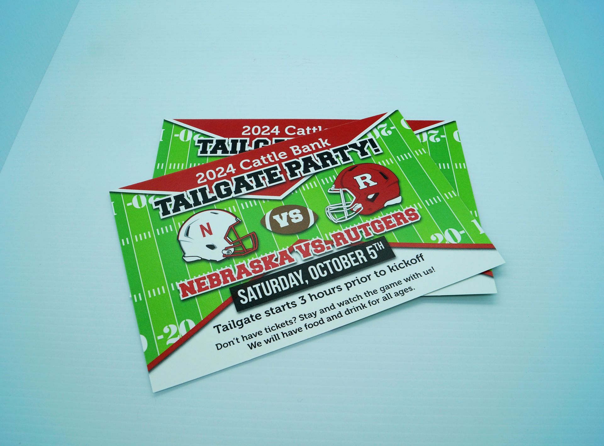 Two tickets for a tailgate party on saturday october 9