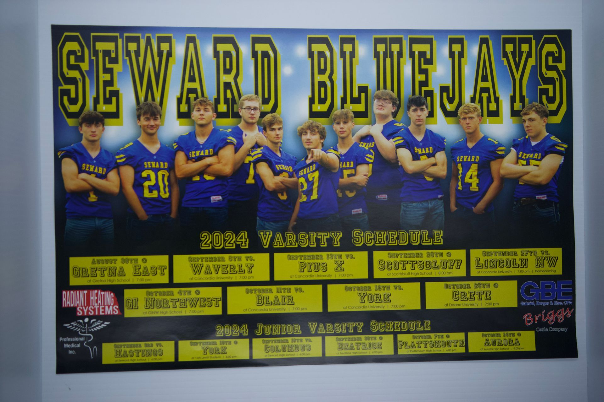 A poster for the seward blue jays football team