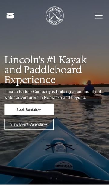 A screenshot of a website for lincoln 's # 1 kayak and paddleboard experience.
