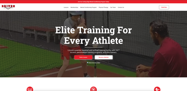 A screenshot of the website for elite training for every athlete.