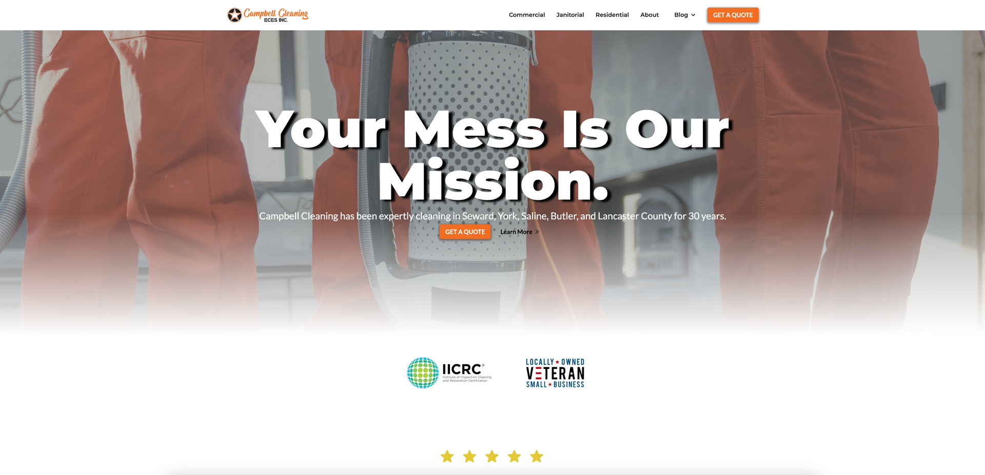 A screenshot of a website that says `` your mess is our mission ''.