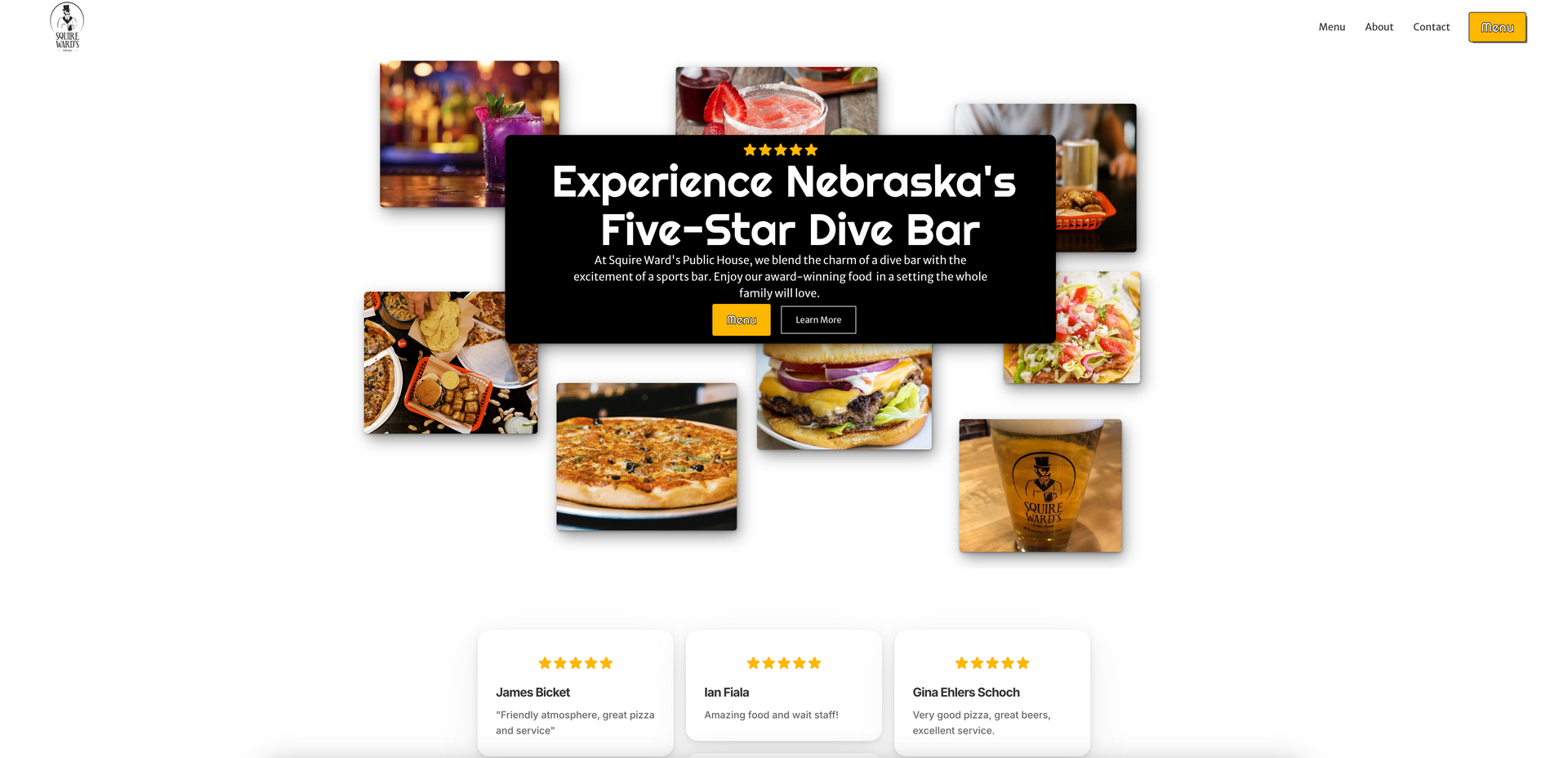 A screenshot of the website for nebraska 's five-star dive bar.