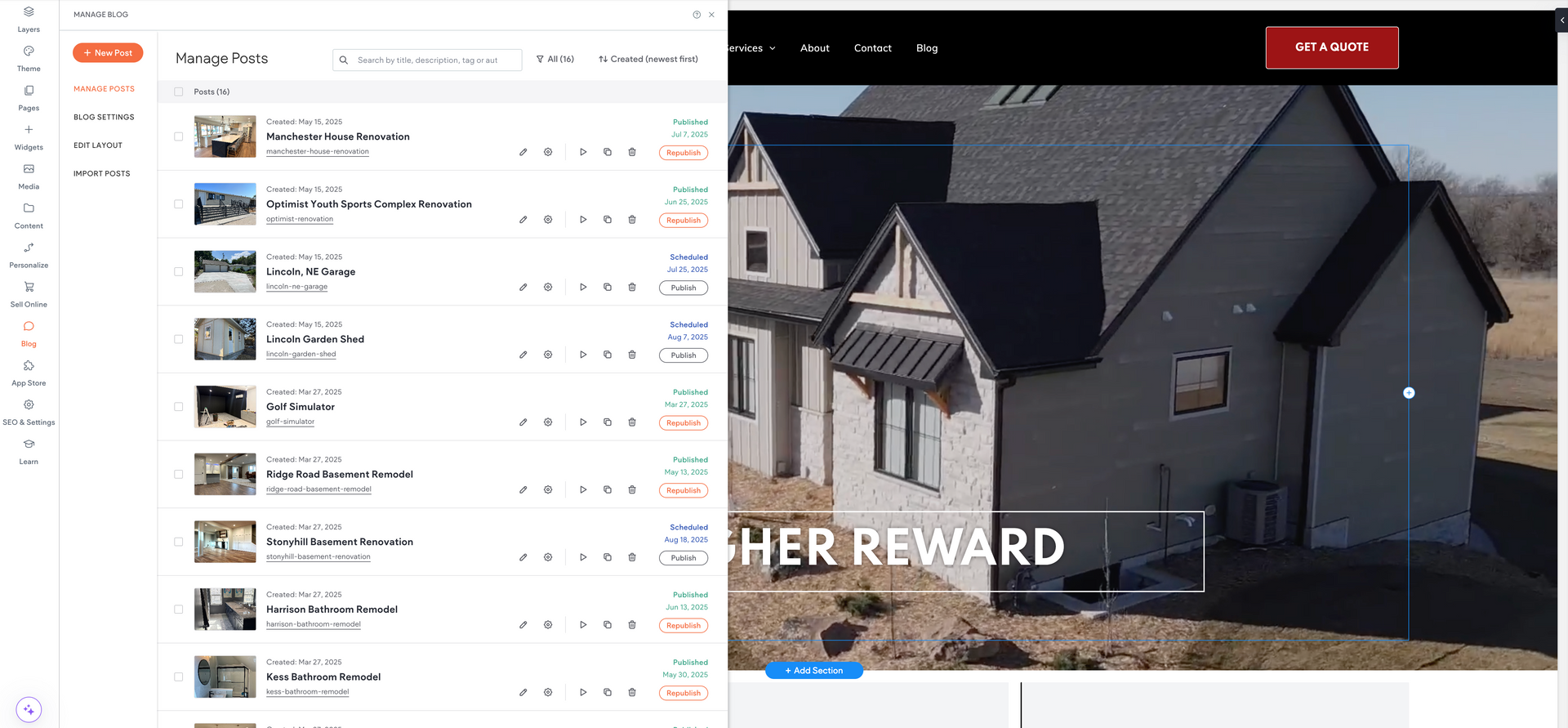 A computer screen with a picture of a house and the words `` her reward '' on it.
