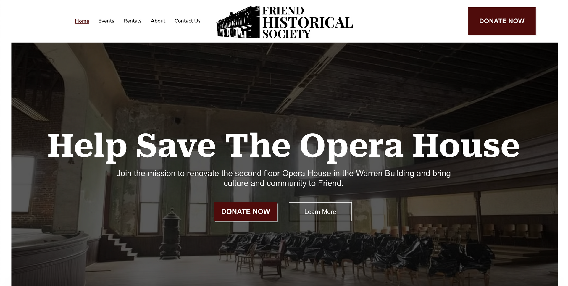 Website for the Friend Historical Society.