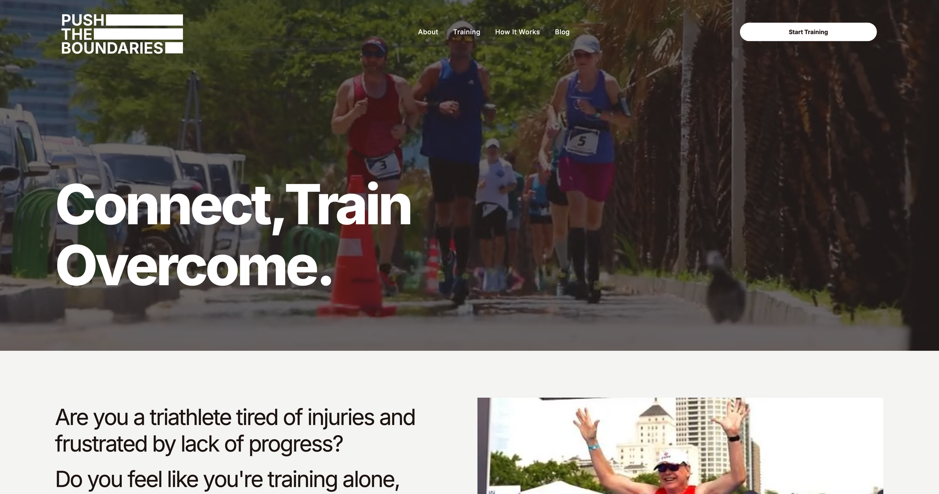 Triathletes running on a road.