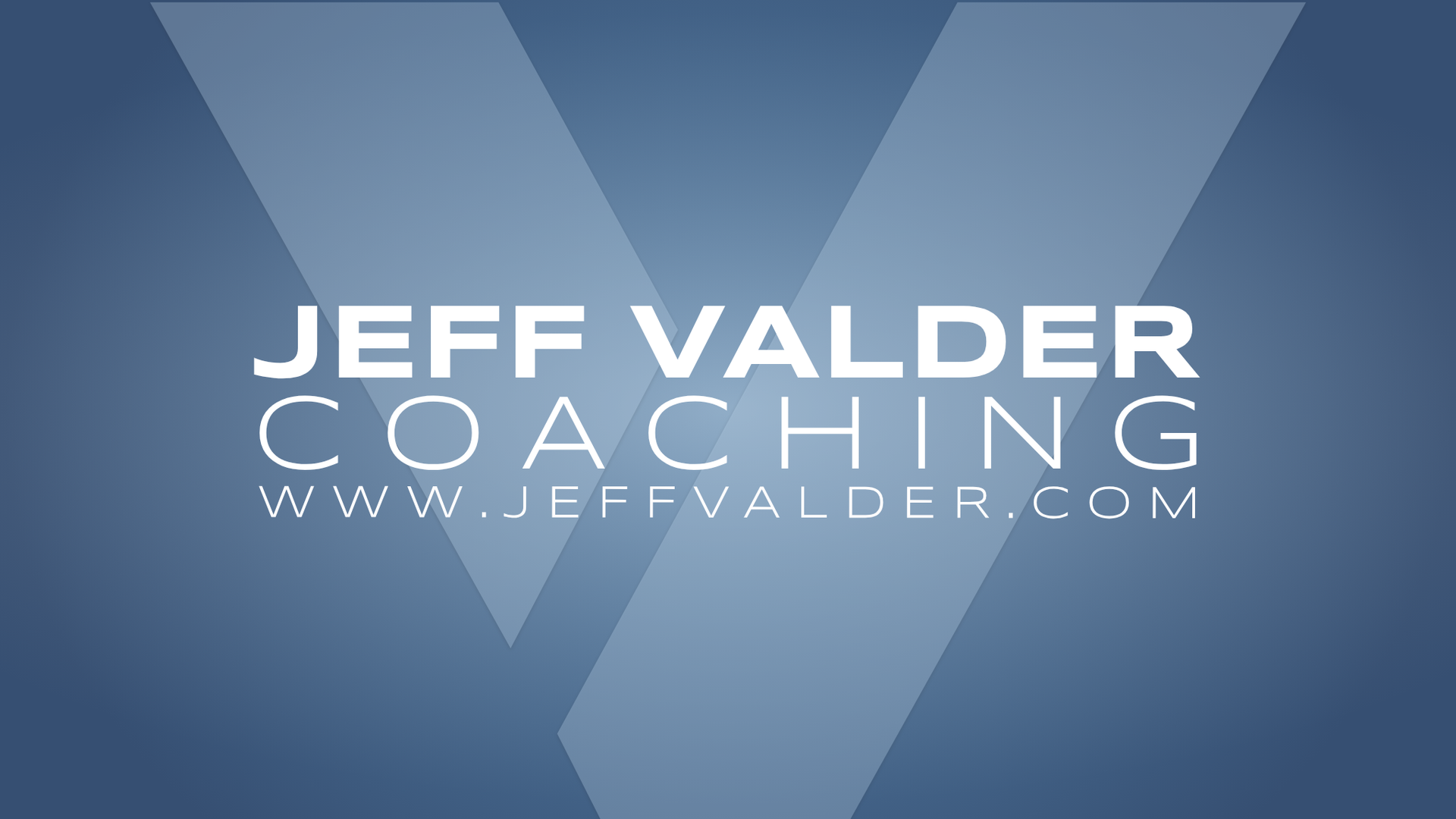 A logo for jeff valder coaching with a blue background