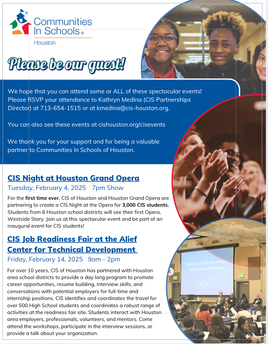 A flyer for communities in schools shows a group of people clapping