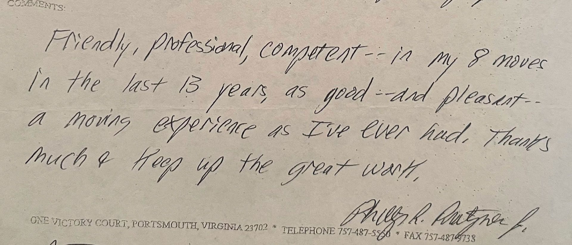 A Signed Note from Phillip K. Ratzon, Jr.