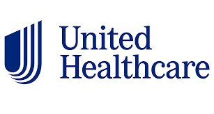 The logo for united healthcare is blue and white.