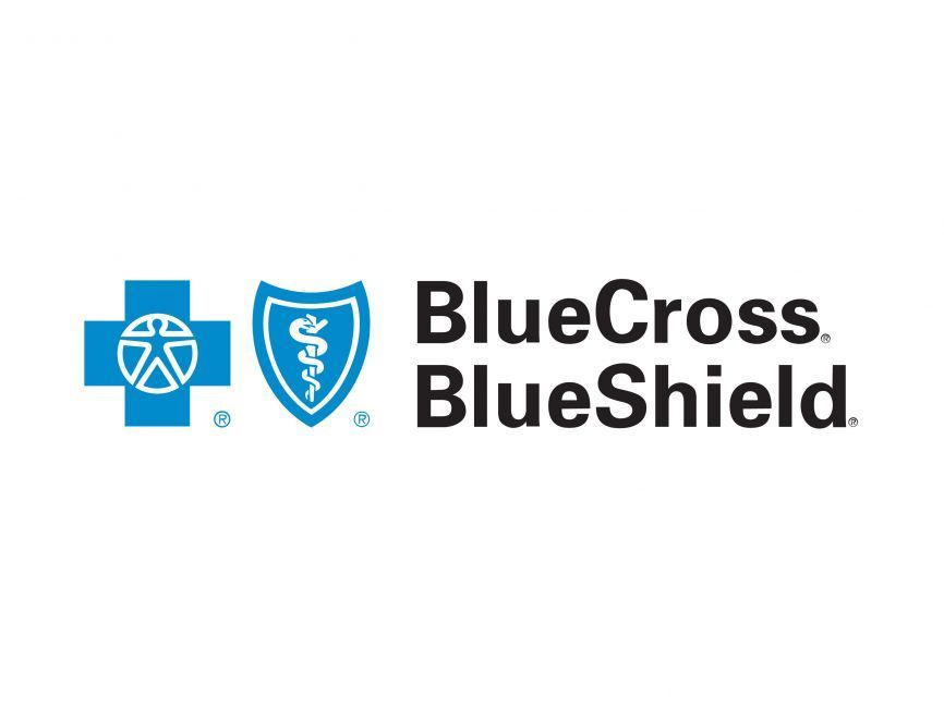 A blue cross blue shield logo on a white background.