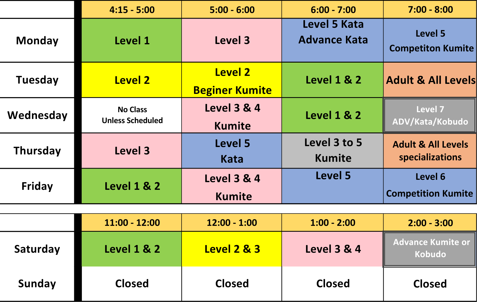 Class Schedule