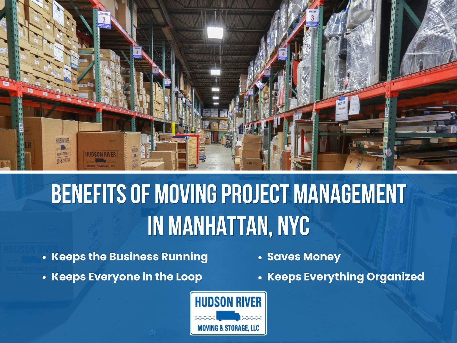 benefits of moving project management text with warehouse picture