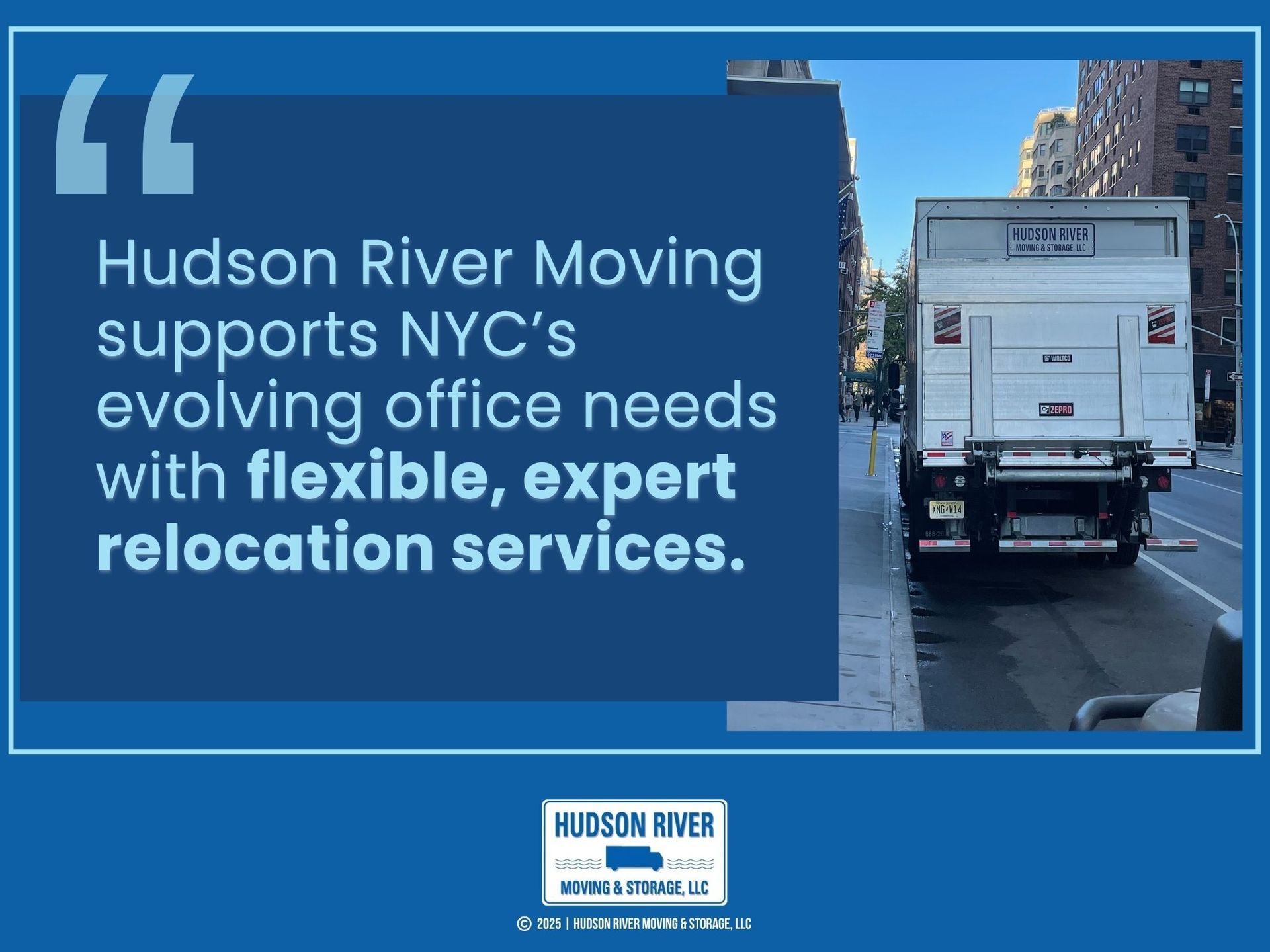 CO2_A Hudson River Moving & Storage, LLC truck is parked on a city street.