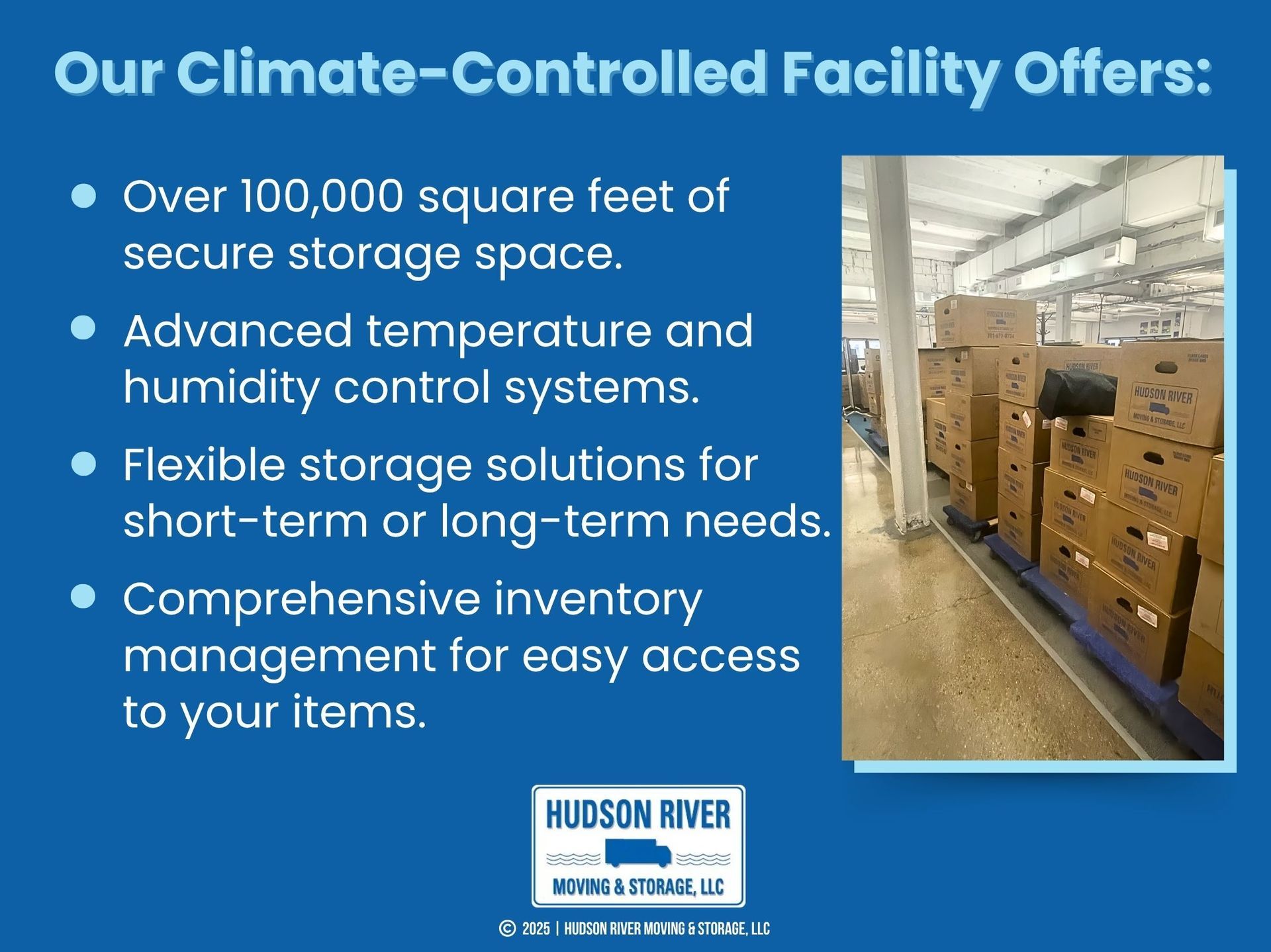 Interior view of a large warehouse or storage facility with stacks of cardboard boxes.