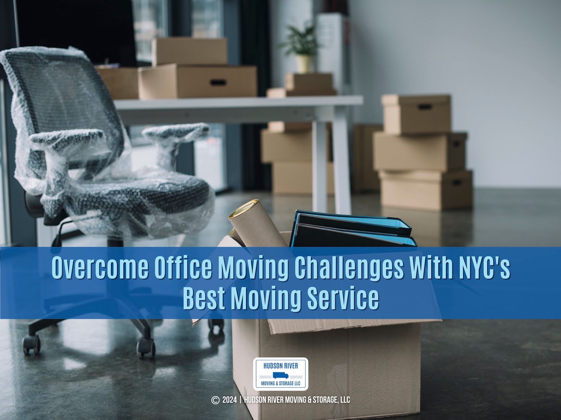 cardboard box with folders and office supplies in floor during relocation